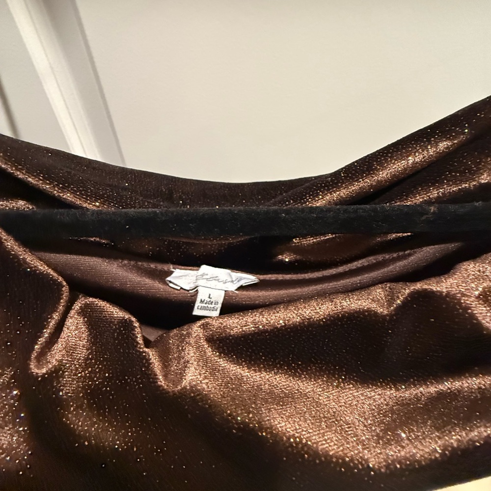 Brown Shimmery Satin Top